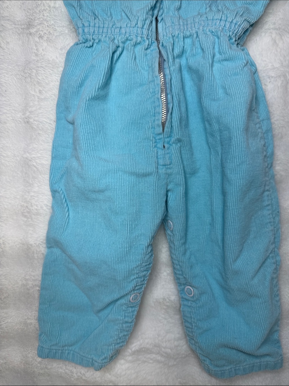 Vintage Mineto Corduroy Jumper One Piece Baby Blue Zip Up 6-9 Months - Picture 4 of 13